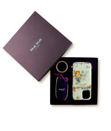 exklusive iphone 13 Pro leder tasche mit Blumendruck - Mia Min Milano Geschenk Box