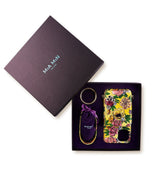 luxus iphone 13 Pro lederhülle in gelb mit einem einzigartigen design mit Kartenfach nur - mia min milano Geschenk Box