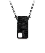 Exclusive Leder Iphone Hülle in Schwarz mit Kette