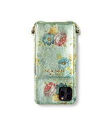 exklusive iphone 13 Pro leder tasche mit Blumendruck von hintern von Mia Min Milano