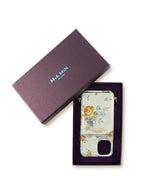 exklusive iphone 13 Pro leder tasche mit Blumendruck - Mia Min Milano Geschenk Box