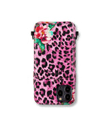 luxus iphone 13 Pro lederhülle in rosa mit einem einzigartigen design mit Kartenfach nur - mia min milano