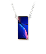 exklusive iphone 13 Pro leder tasche in Pink mit Silber Kette und Magic Ring von Mia Min Milano