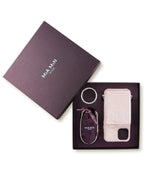 exklusive iphone 13 Pro leder tasche in Pink mit Silber Kette und Magic Ring von Mia Min Milano