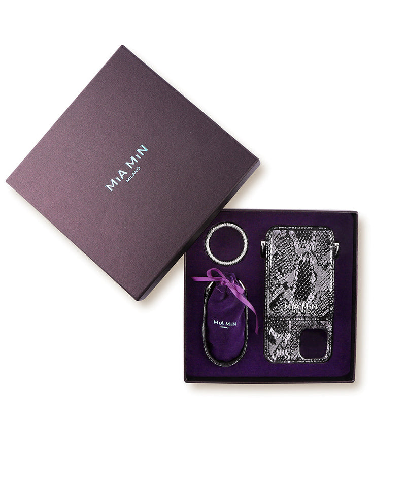 luxus iphone 13 Pro lederhülle in Schwarz mit einem einzigartigen design mit Kartenfach nur - mia min milano 