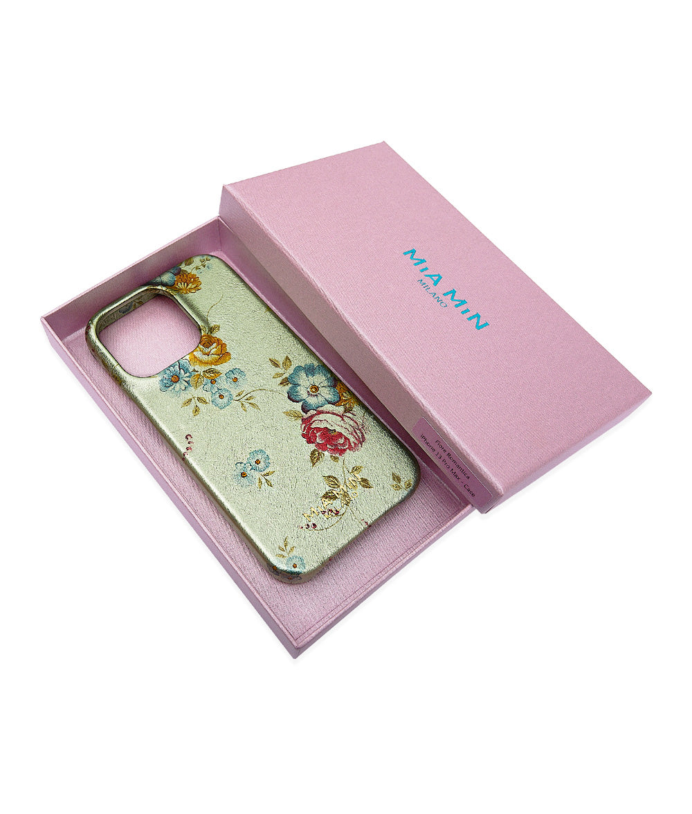 Fiore Romantica - iPhone Case made of Flower Print Lambskin with Magsa