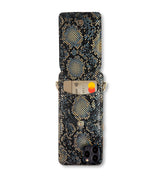 luxus iphone 13 Pro lederhülle in Schwarz und Gold mit einem einzigartigen design mit Kartenfach nur - mia min milano 