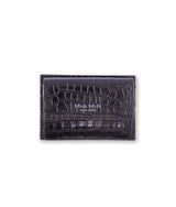 DIO MIO - fine card case made of genuine calfskin with crocodile effect in timeless black