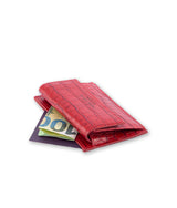 DIVA MIA - fine card case made of genuine calfskin with crocodile effect in elegant bordeaux red